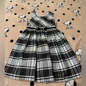Black and White Plaid Kids Dress